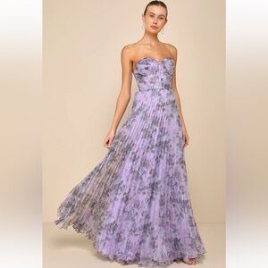 Lulus Most Beautiful Day Purple Multi Floral Print Organza Maxi Dress